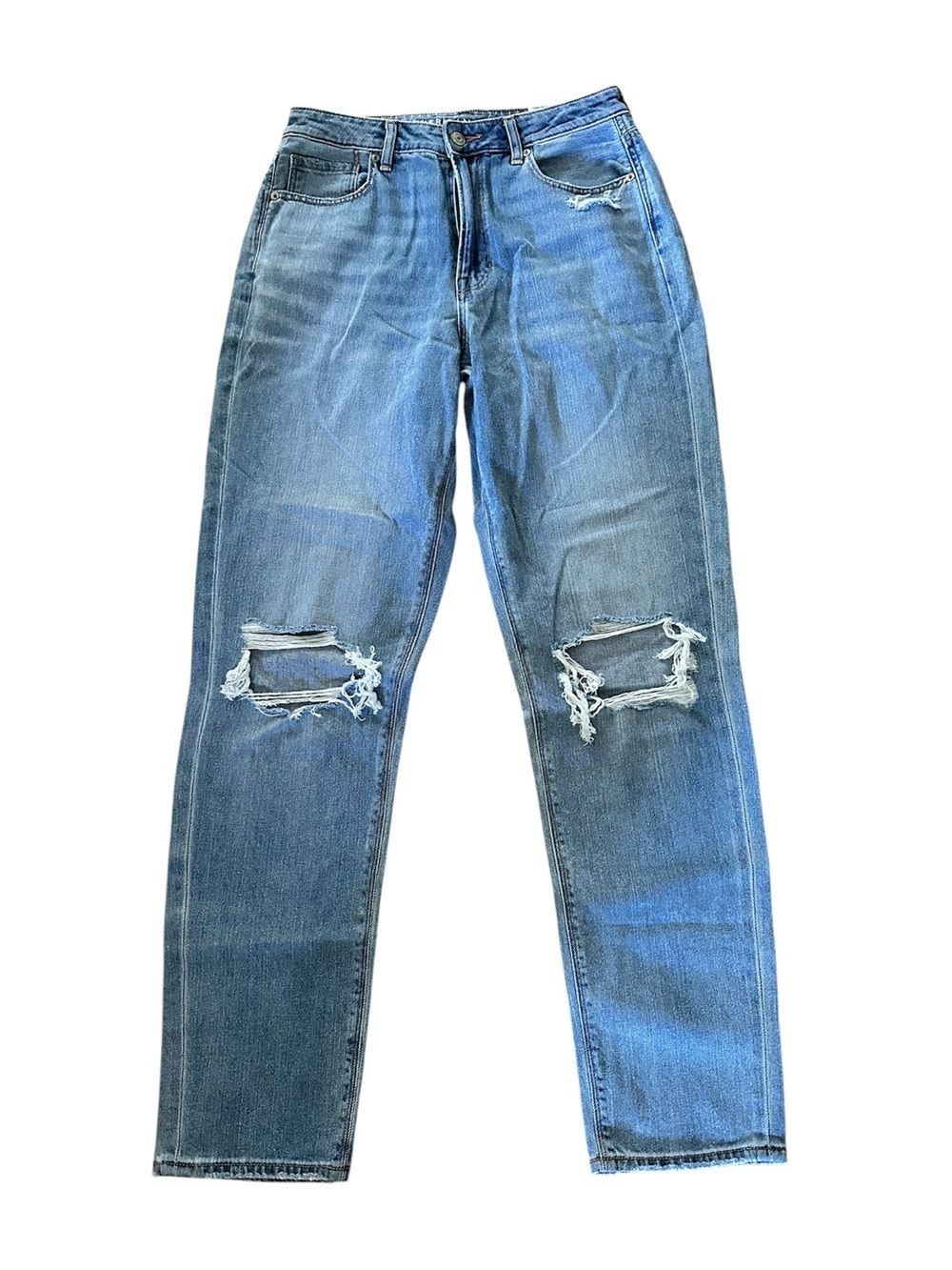 American Eagle Outfitters Men's Light Blue Distressed Straight Jeans